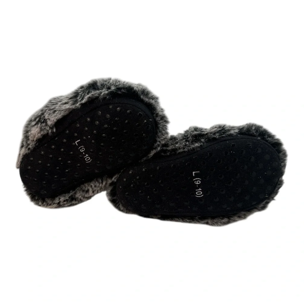 Cat & Jack Toddler’s Soft Gray Faux Fur Bootie Slippers Size Large‎ (9-10)